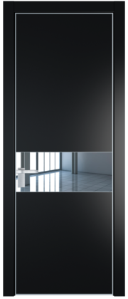 Фото двери Профильдорс (Profildors) 17PA цвет - Блэк стекло - Зеркало профиль - Серебро вставка -
