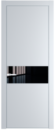 Фото двери Профильдорс (Profildors) 17PA цвет - Вайт (RAL 110 96 02) стекло - Lacobel Черный лак профиль - Серебро вставка -