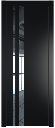 Фото двери Профильдорс (Profildors) 20PA цвет - Блэк стекло - Зеркало профиль - Черный матовый RAL9005 вставка -