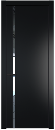 Фото двери Профильдорс (Profildors) 21PA цвет - Блэк стекло - Зеркало профиль - Черный матовый RAL9005 вставка -