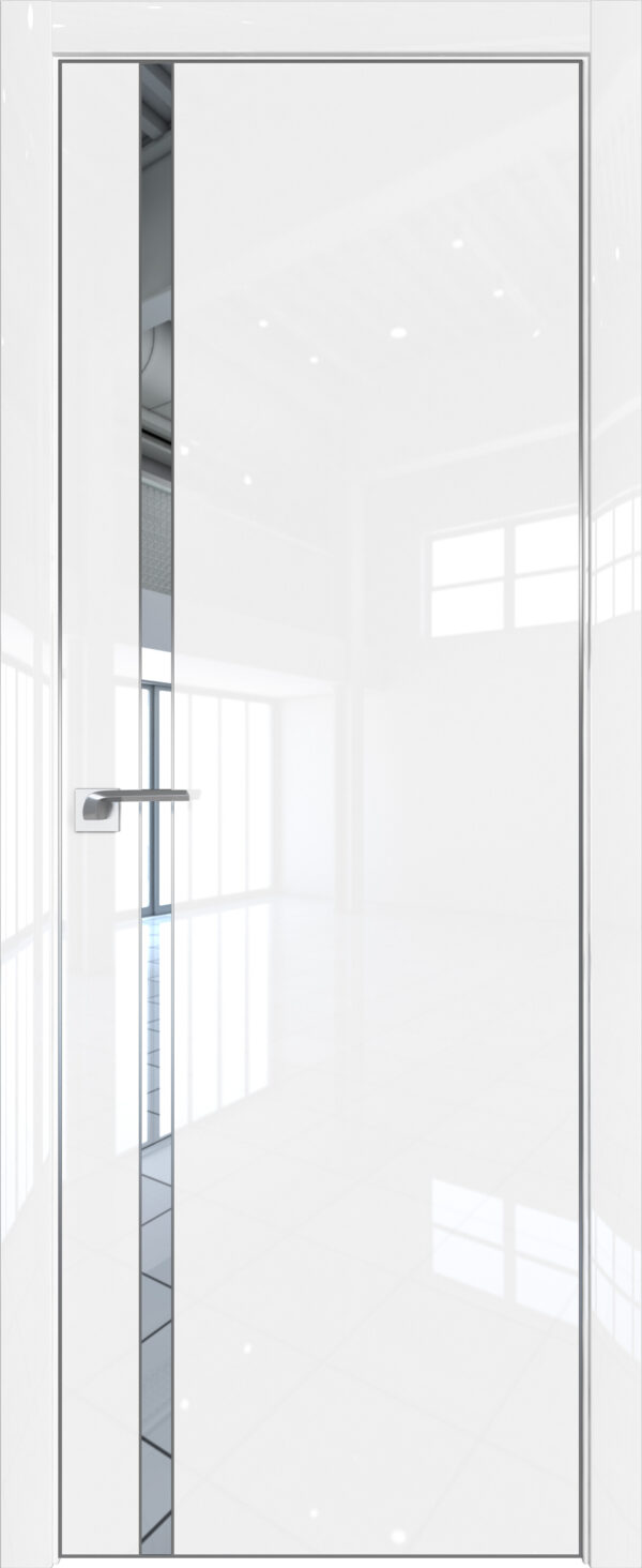 Фото двери Профильдорс (Profildors) 21LE цвет - Белый люкс стекло -   вставка -  кромка - Серебро