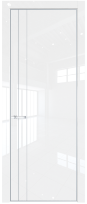 Фото двери Профильдорс (Profildors) 12LE цвет - Белый люкс стекло -   вставка -  кромка - Серебро