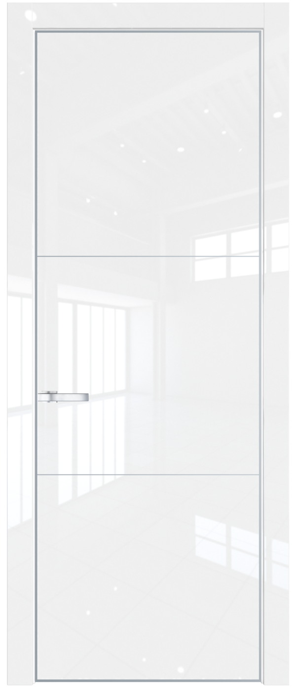Фото двери Профильдорс (Profildors) 13LE цвет - Белый люкс стекло -   вставка -  кромка - Серебро