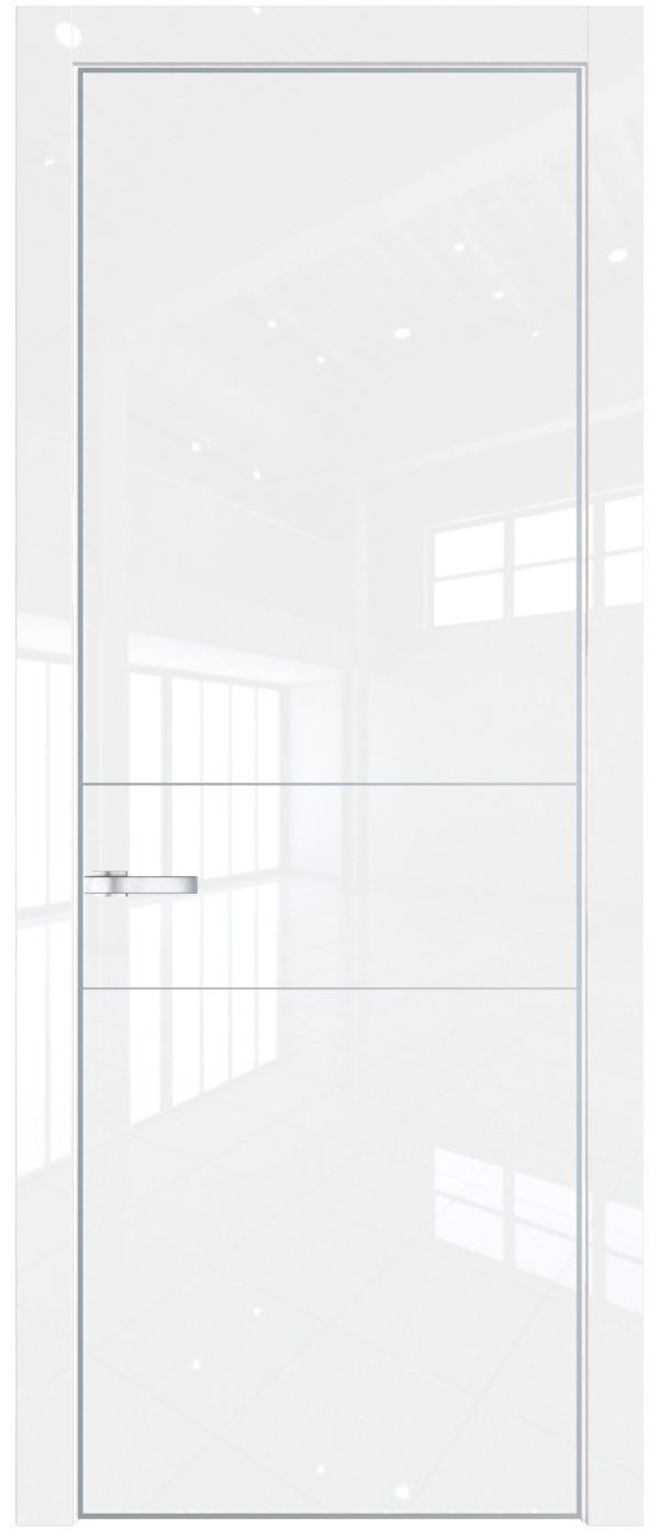 Фото двери Профильдорс (Profildors) 14LE цвет - Белый люкс стекло -   вставка -  кромка - Серебро