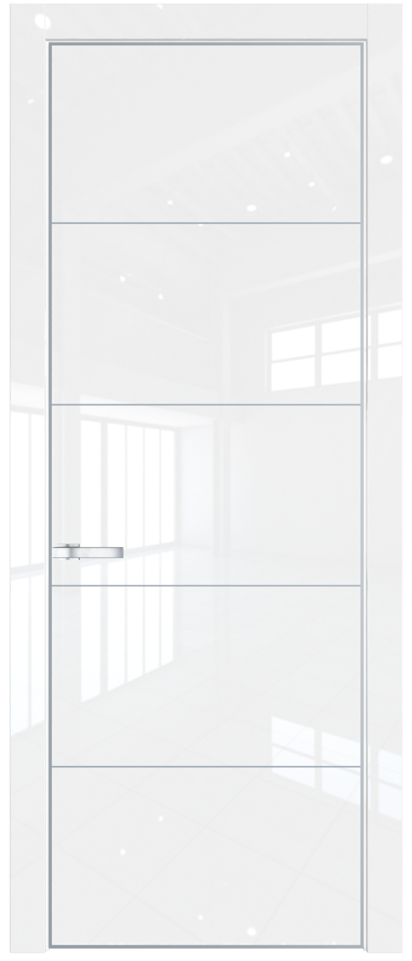 Фото двери Профильдорс (Profildors) 15LE цвет - Белый люкс стекло -   вставка -  кромка - Серебро
