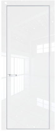 Фото двери Профильдорс (Profildors) 1LE цвет - Белый люкс стекло -   вставка -  кромка - Серебро