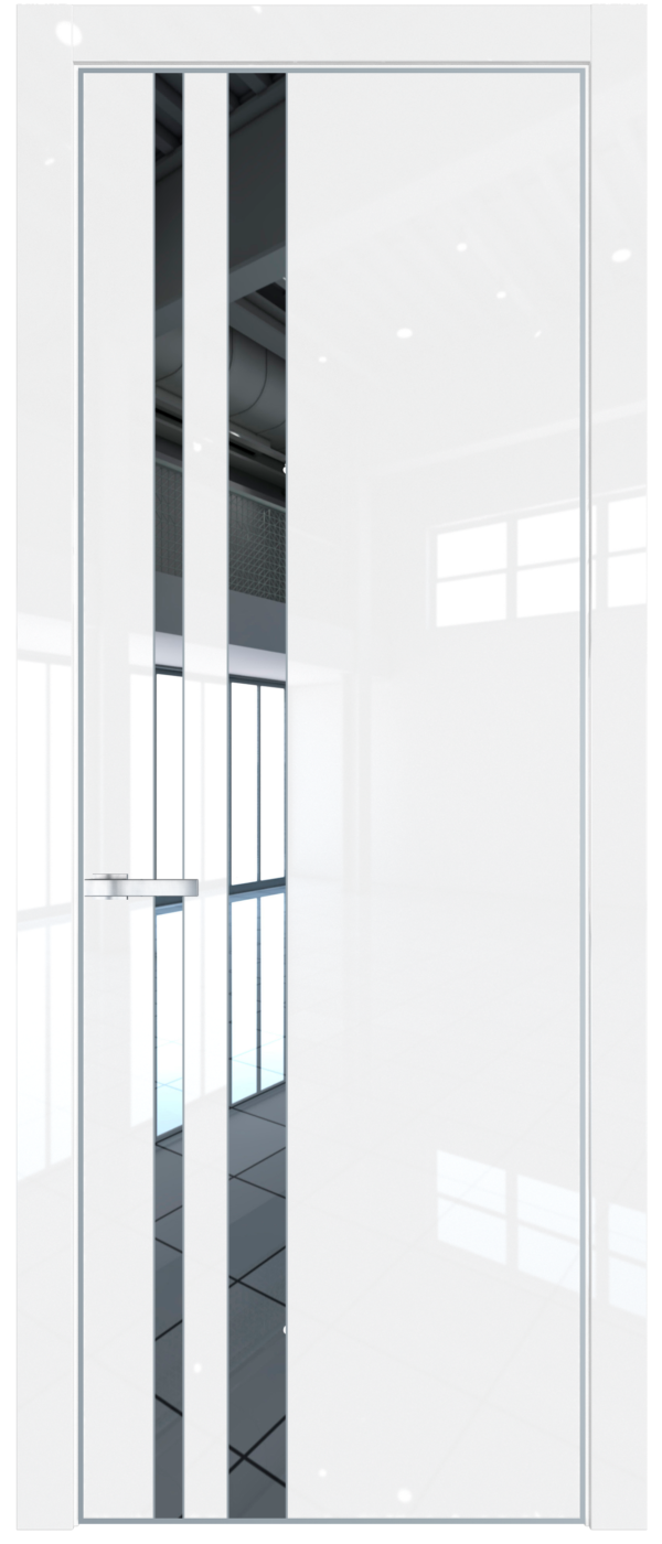 Фото двери Профильдорс (Profildors) 20LE цвет - Белый люкс стекло -   вставка -  кромка - Серебро