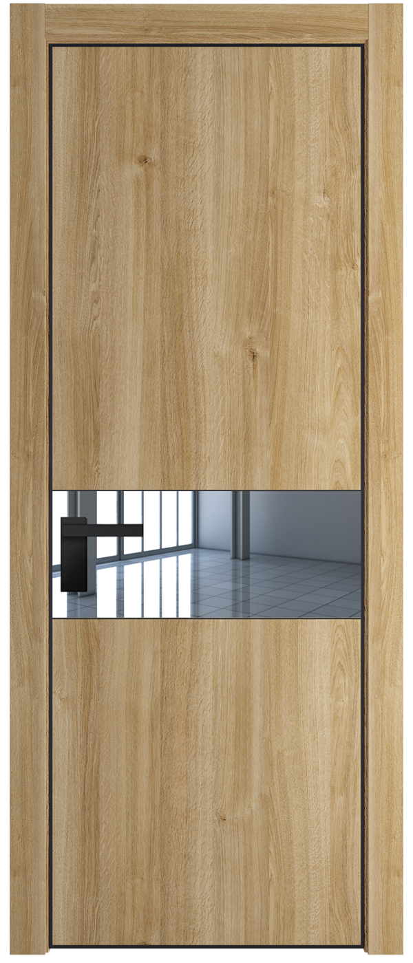 Фото двери Профильдорс (Profildors) 17NA цвет - Дуб Карамель стекло -   профиль - Черный матовый RAL9005