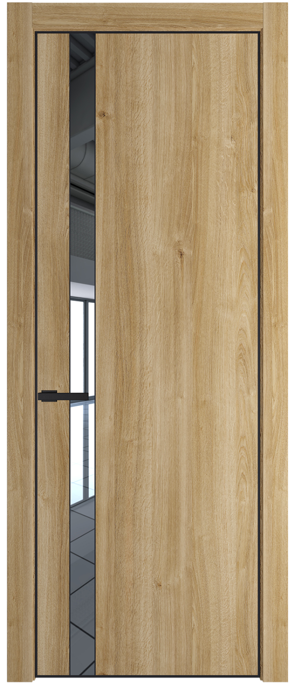 Фото двери Профильдорс (Profildors) 18NA цвет - Дуб Карамель стекло -   профиль - Черный матовый RAL9005